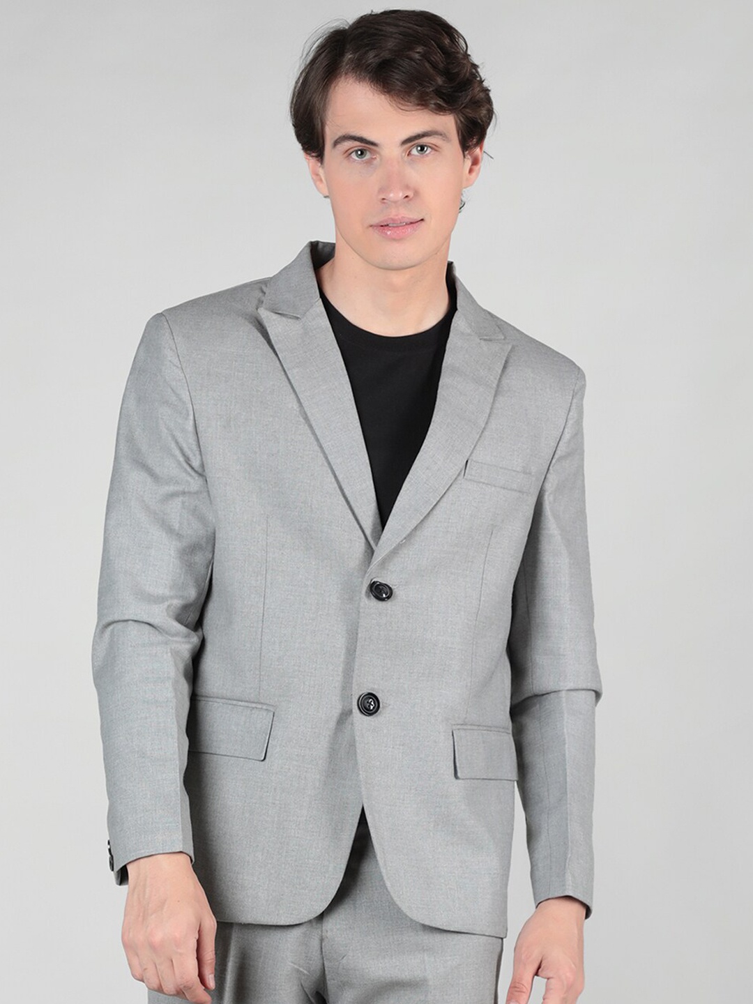 

Dlanxa Slim-Fit Single-Breasted Formal Blazer, Grey