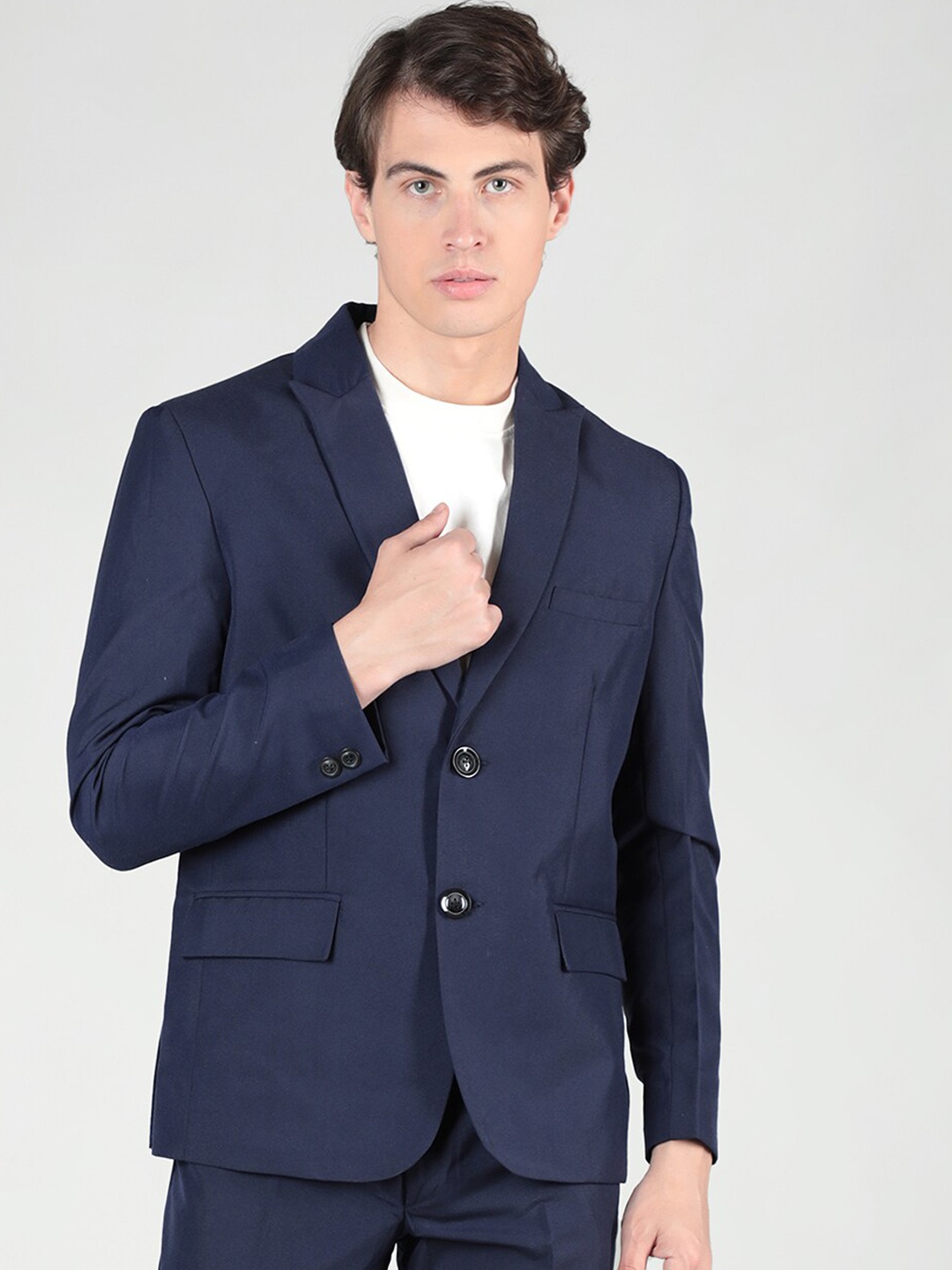 

Dlanxa Men Slim-Fit Single Breasted Blazer, Navy blue