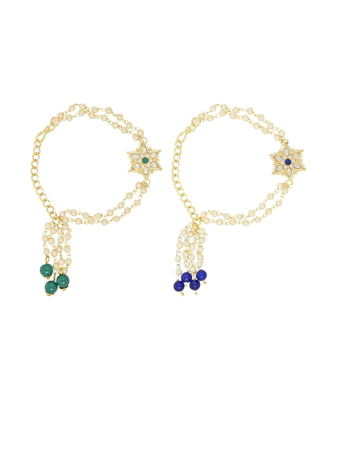 

I Jewels Set Of 2 Beaded Lumbas Rakhi, White