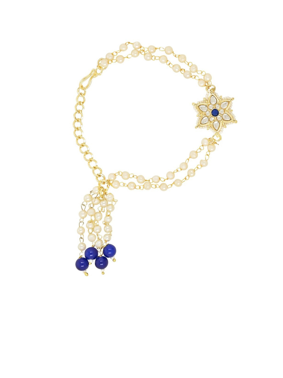 

I Jewels Artificial Beads Studded Hanging Lumba Rakhi, Blue