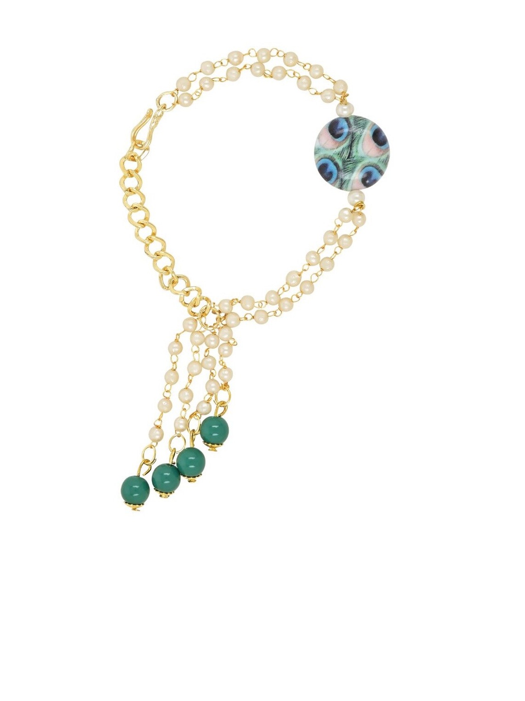 

I Jewels Pearl Beaded Rakhi, Green