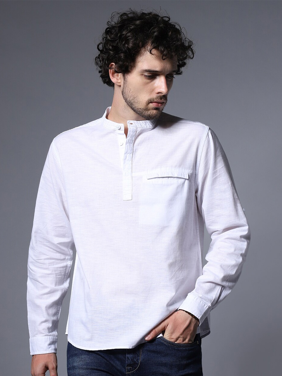

High Star Classic Regular Fit Opaque Cotton Casual Shirt, White