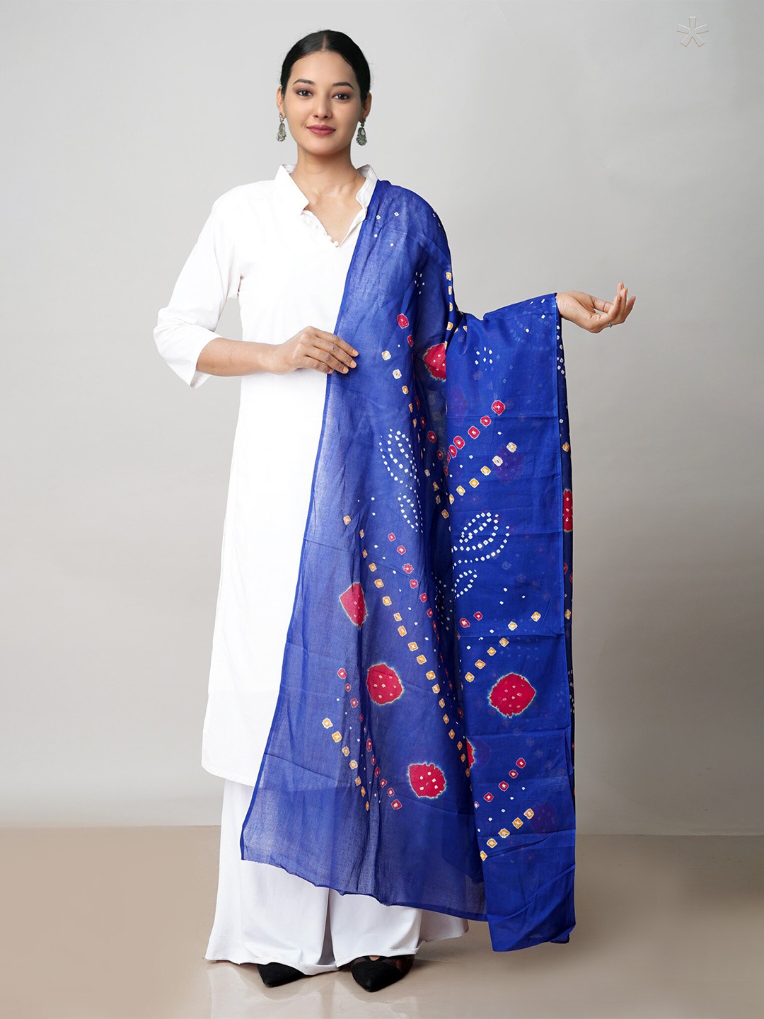 

Unnati Silks Bandhani Printed Pure Cotton Dupatta, Blue
