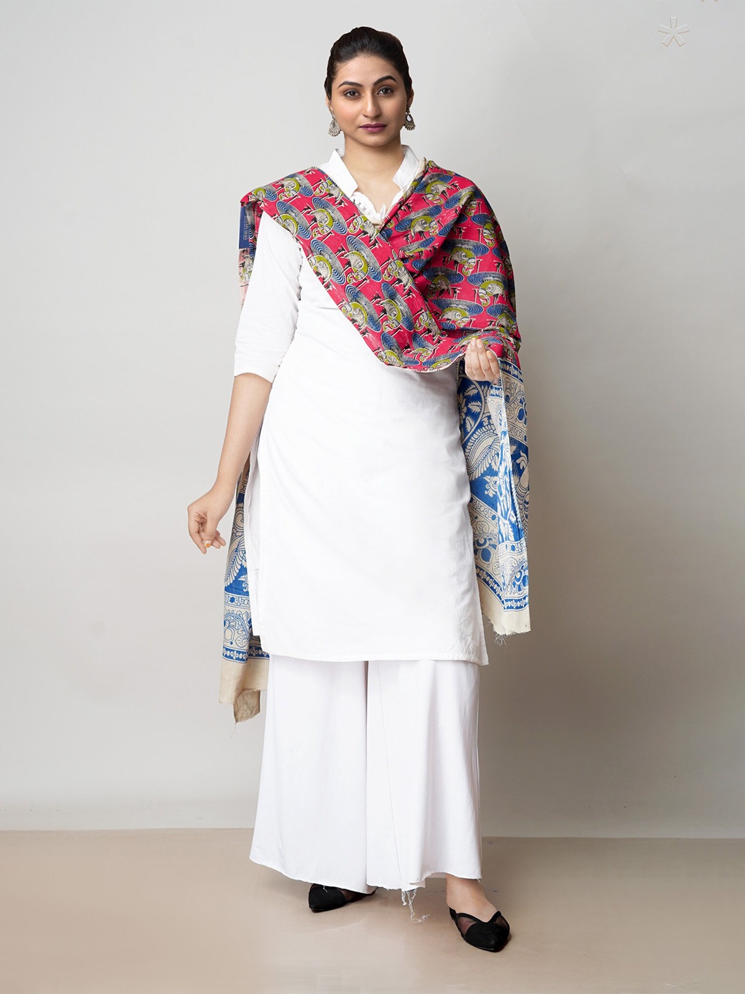 

Unnati Silks Kalamkari Printed Pure Cotton Dupatta, Pink