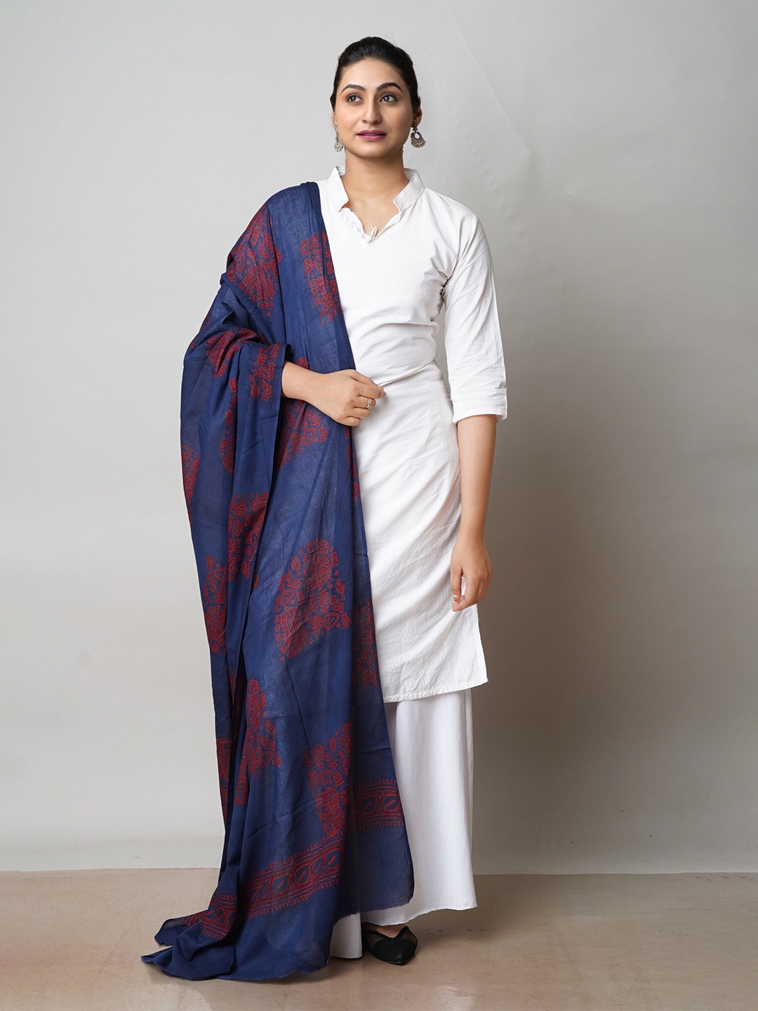 

Unnati Silks Ethnic Motifs Printed Pure Cotton Dupatta, Blue
