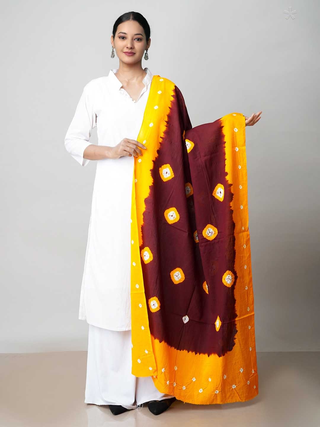 

Unnati Silks Bandhani Printed Pure Cotton Tie and Dye Dupatta, Brown