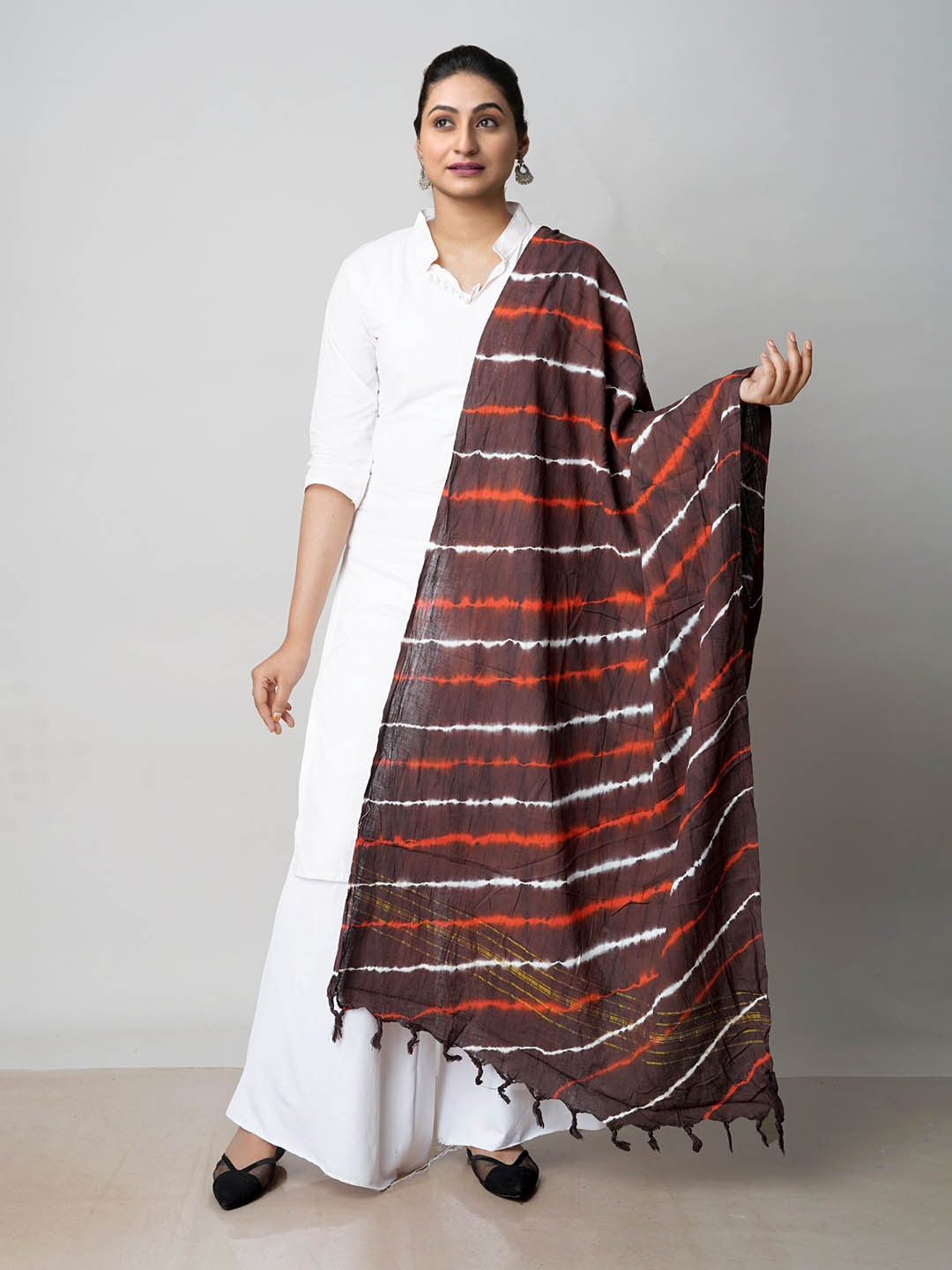 

Unnati Silks Leheriya Printed Pure Cotton Dupatta, Brown