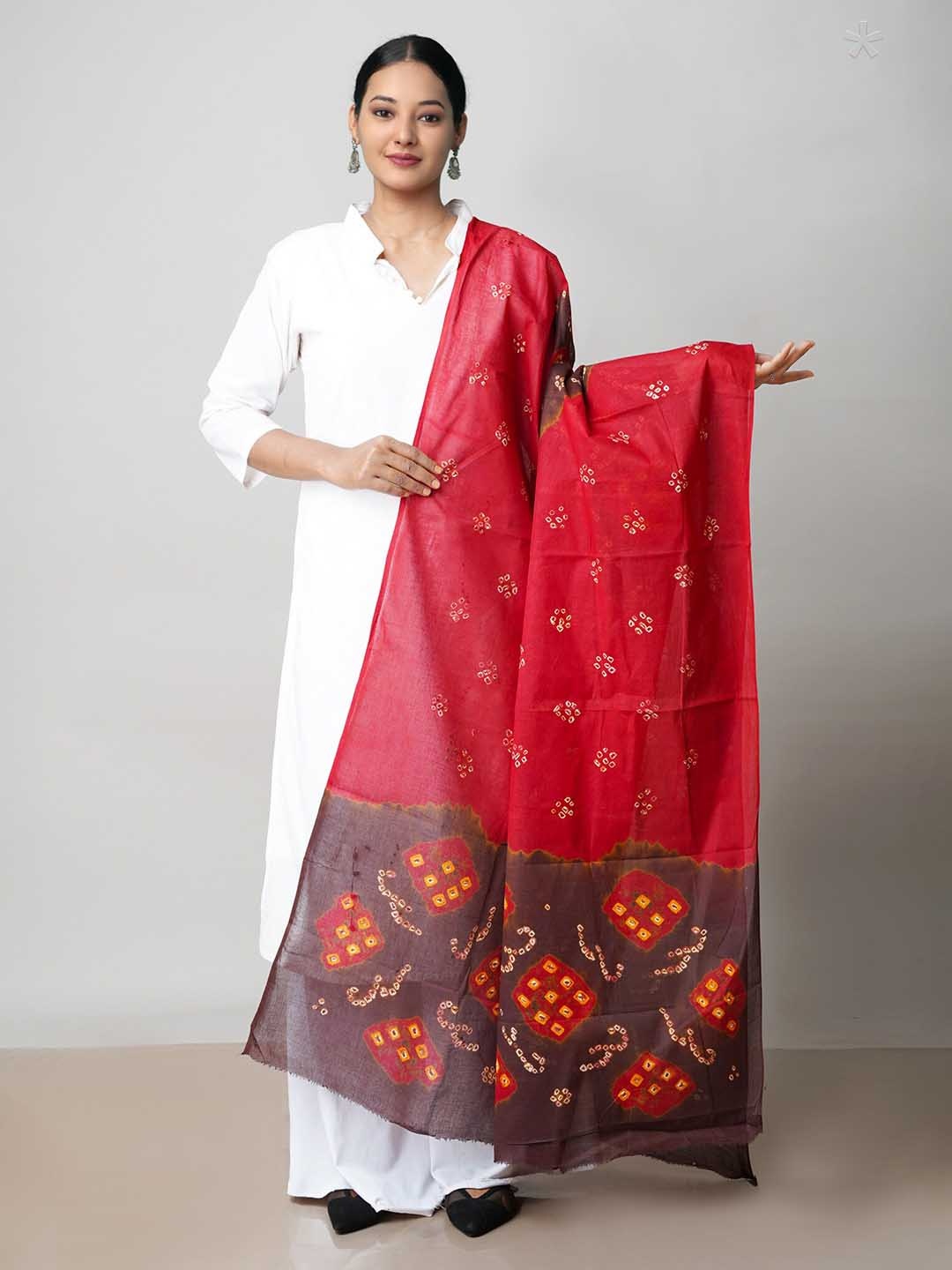 

Unnati Silks Bandhani Printed Pure Cotton Dupatta, Maroon