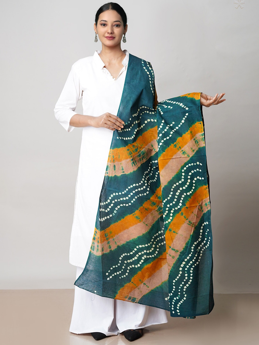 

Unnati Silks Printed Pure Cotton Bandhani Dupatta, Green