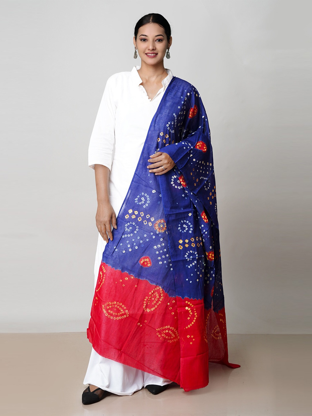 

Unnati Silks Bandhani Printed Pure Cotton Dupatta, Blue