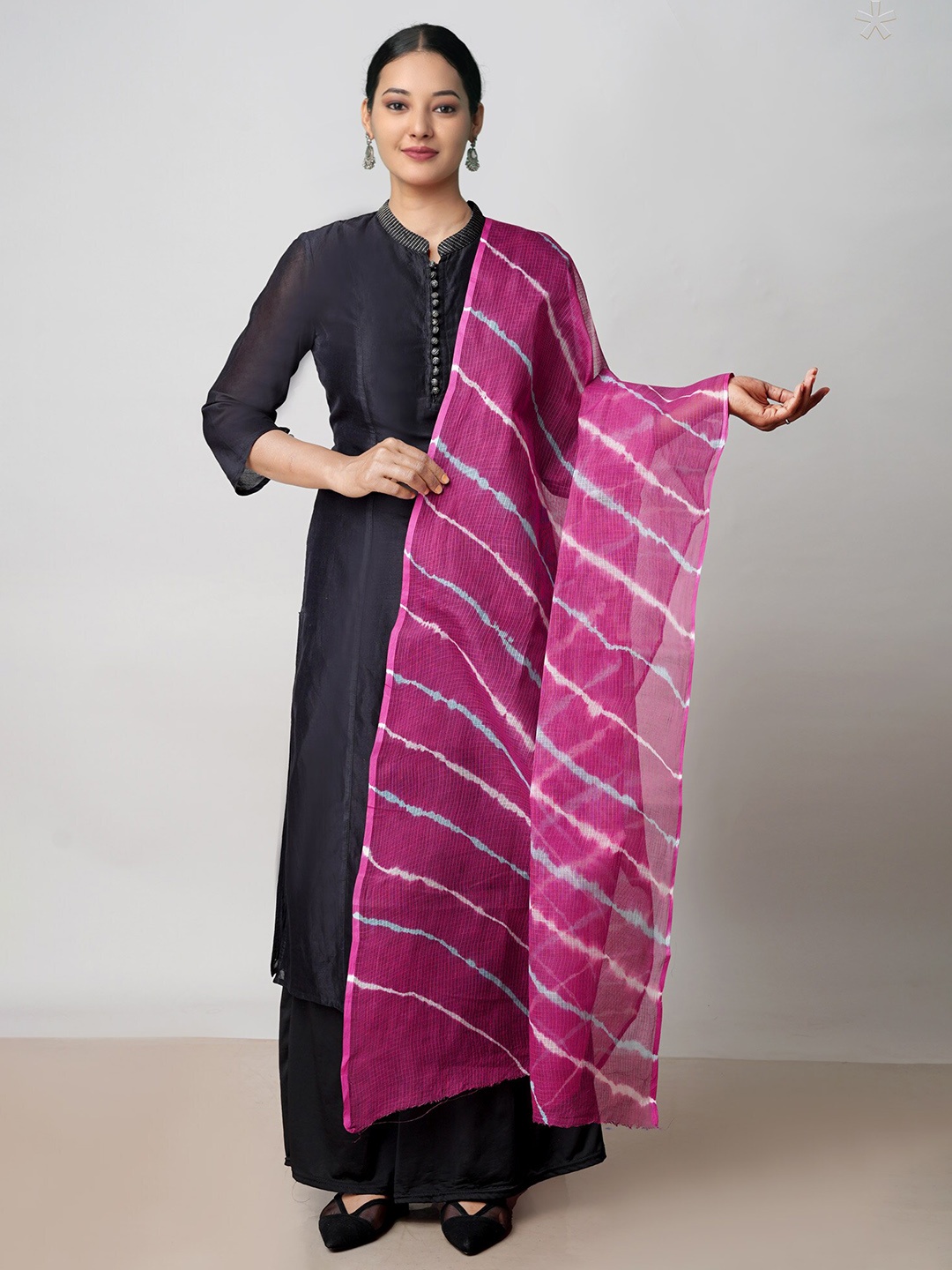 

Unnati Silks Printed Pure Cotton Leheriya Dupatta, Purple