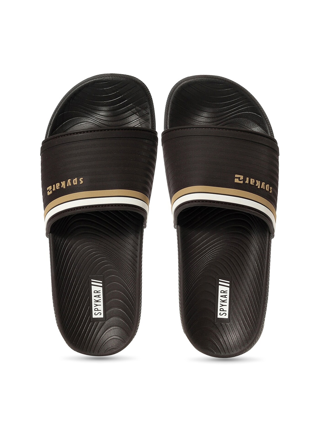 

SPYKAR Men Printed Sliders, Brown