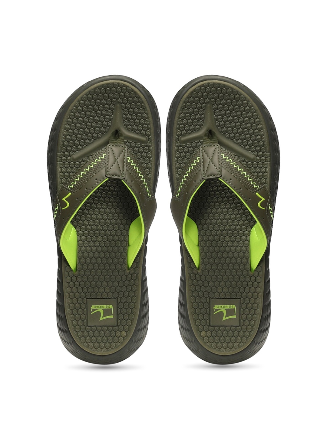 

SPYKAR Men Textured Thong Flip-Flops, Olive