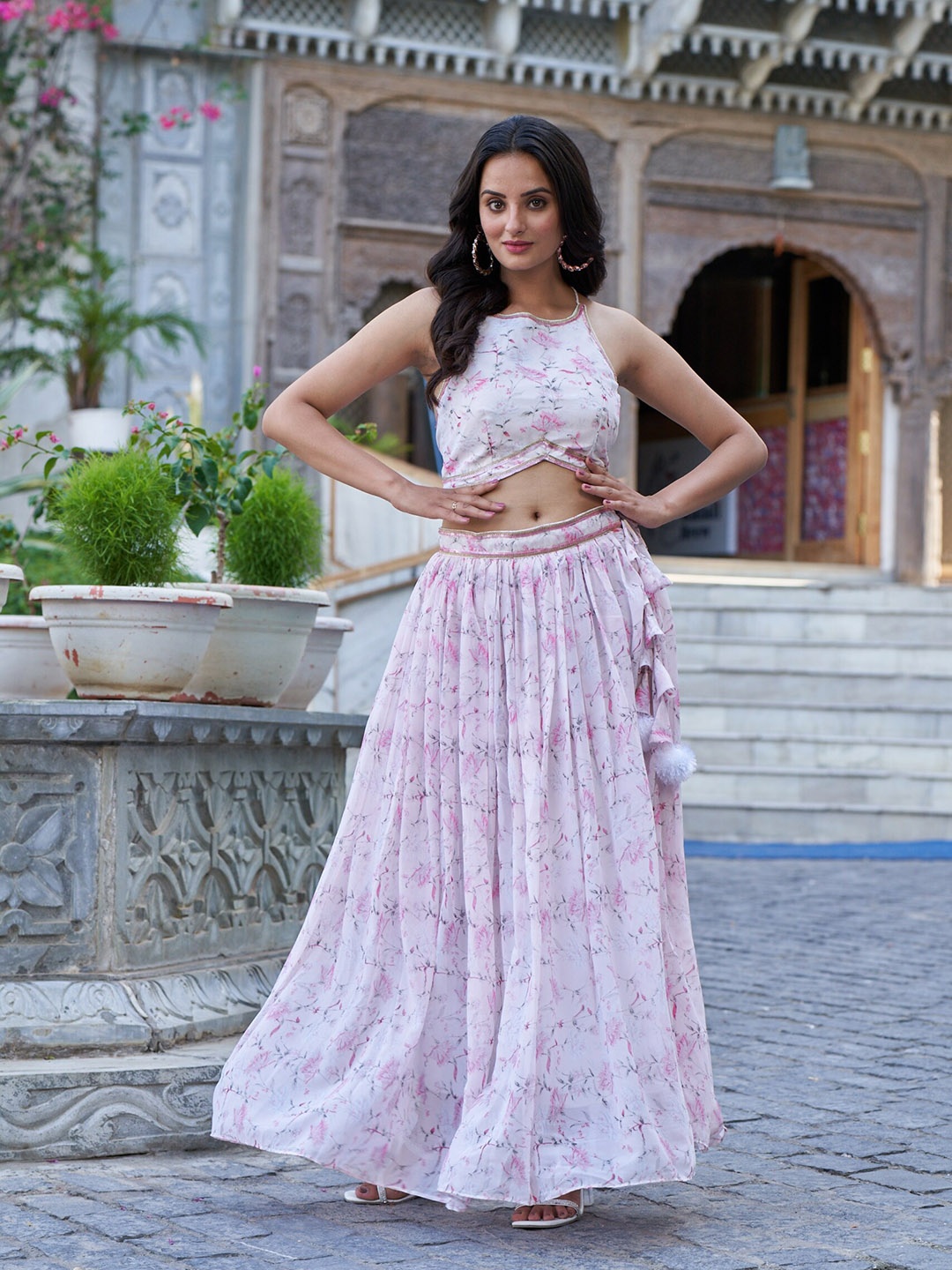 

Virah Fashion Floral Printed Ready to Wear Lehenga & Blouse, Pink