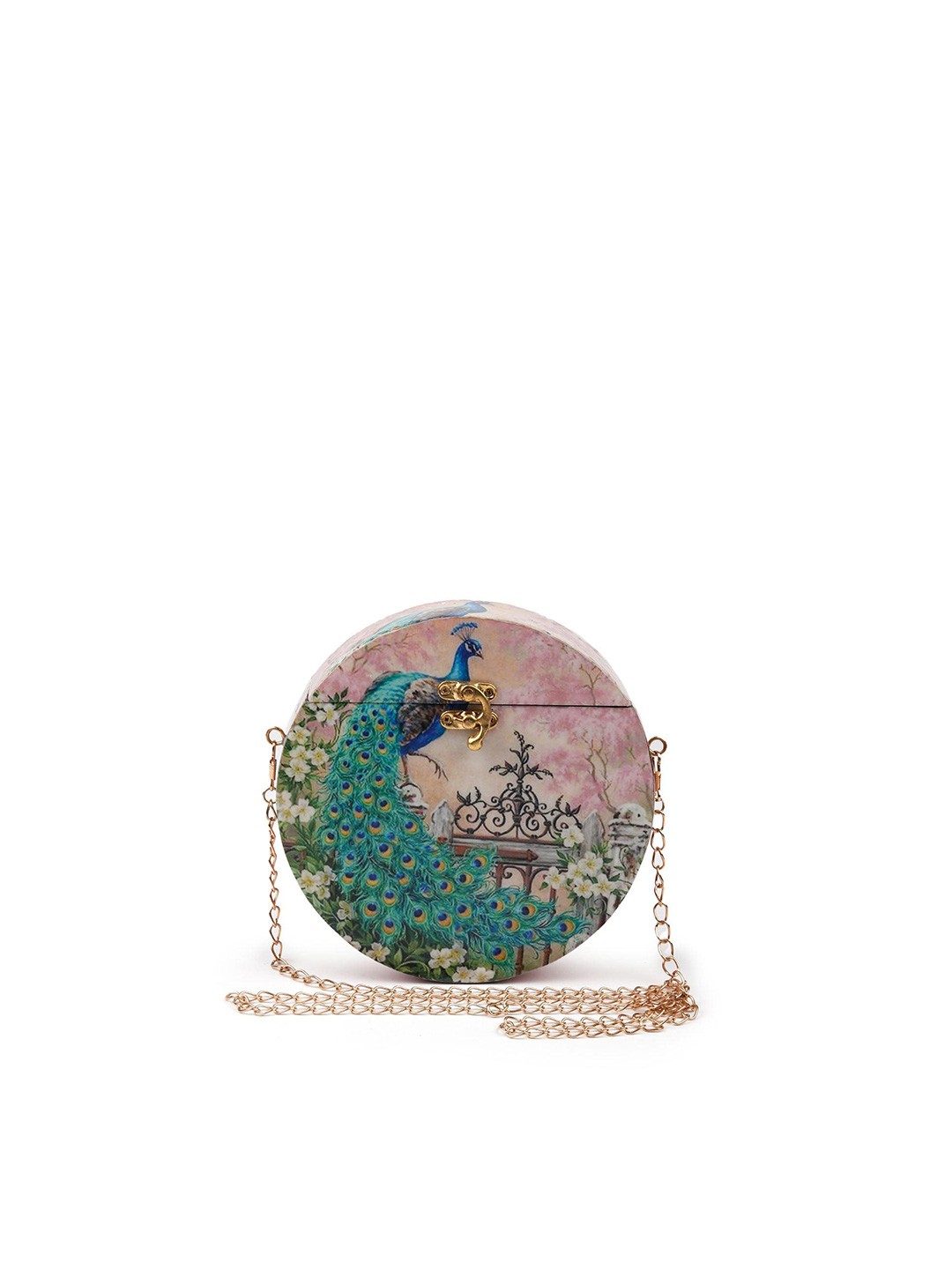 

ODETTE Pink & Green Printed Purse Clutch