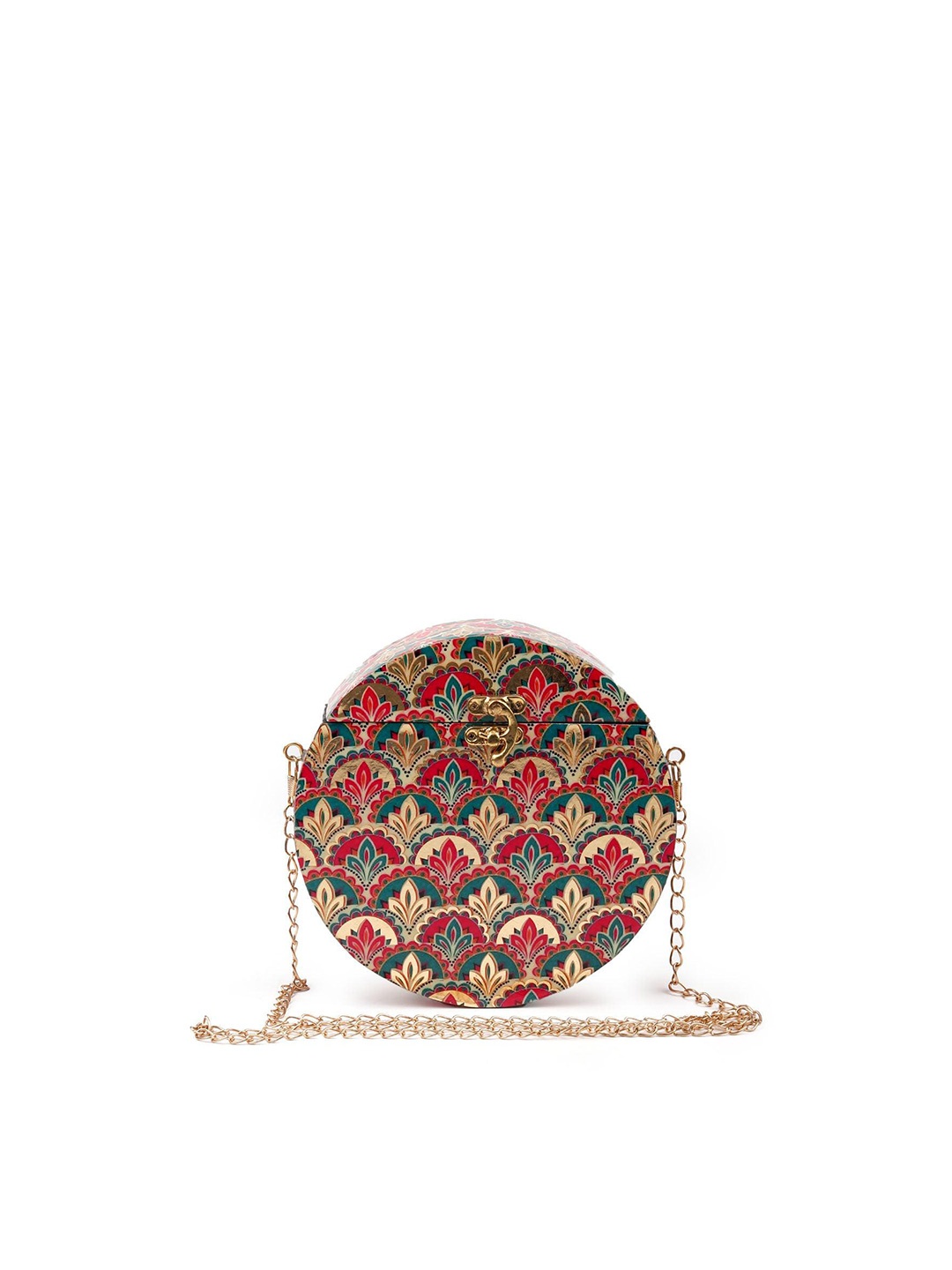 

ODETTE Printed Circular Purse Clutch, Red