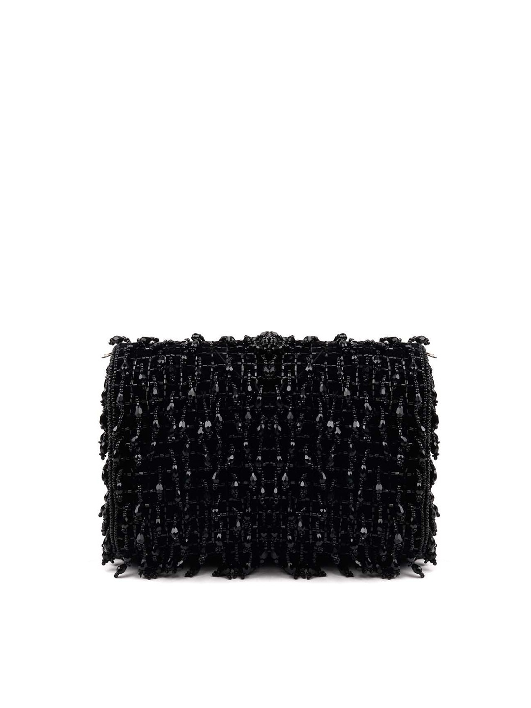 

ODETTE Embellished Envelope Clutch, Black