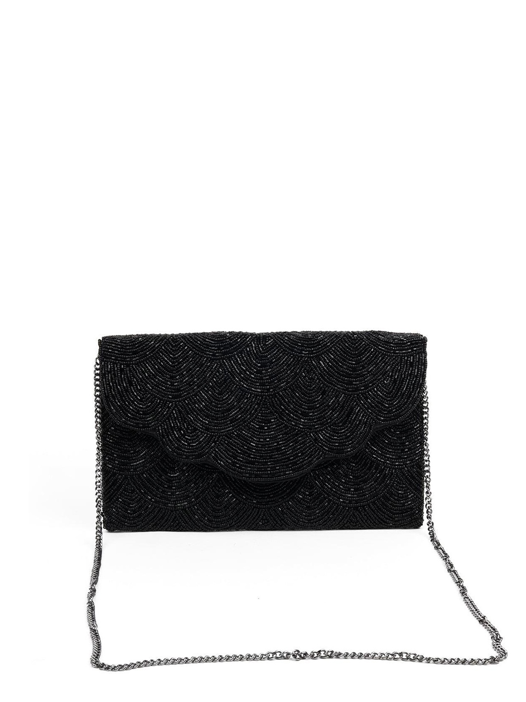 

ODETTE Embellished Envelope Clutch, Black