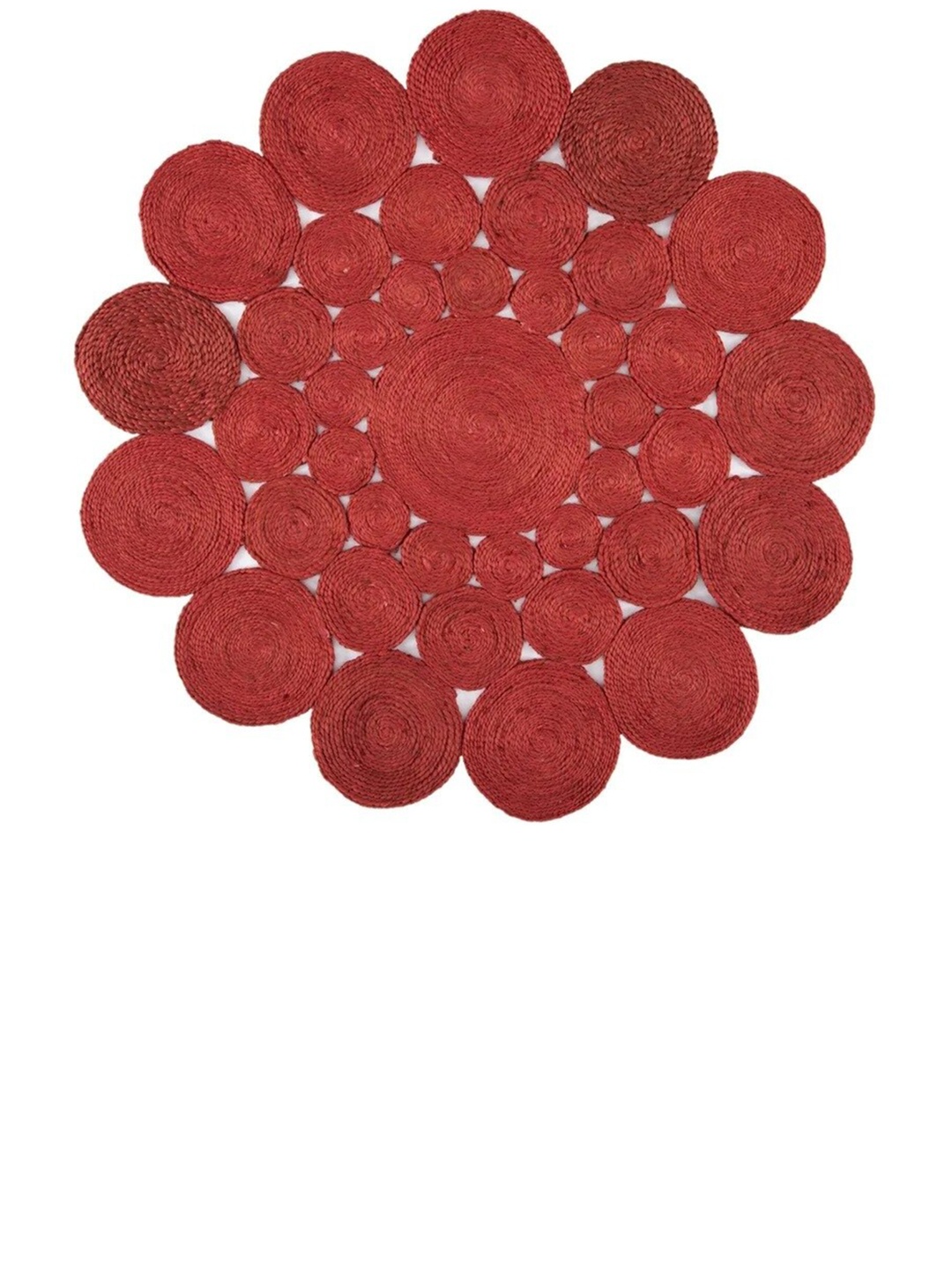

Art Avenue Zinnia Maroon Braided Flower Shaped Jute Carpet
