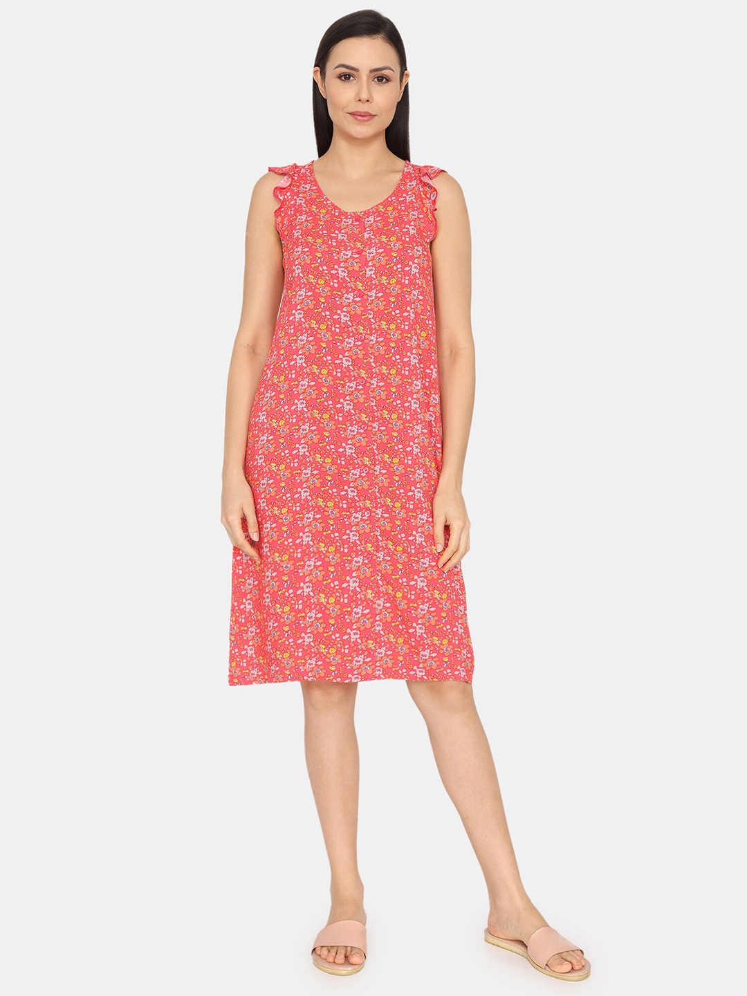 

Zivame Floral Printed Nightdress, Pink