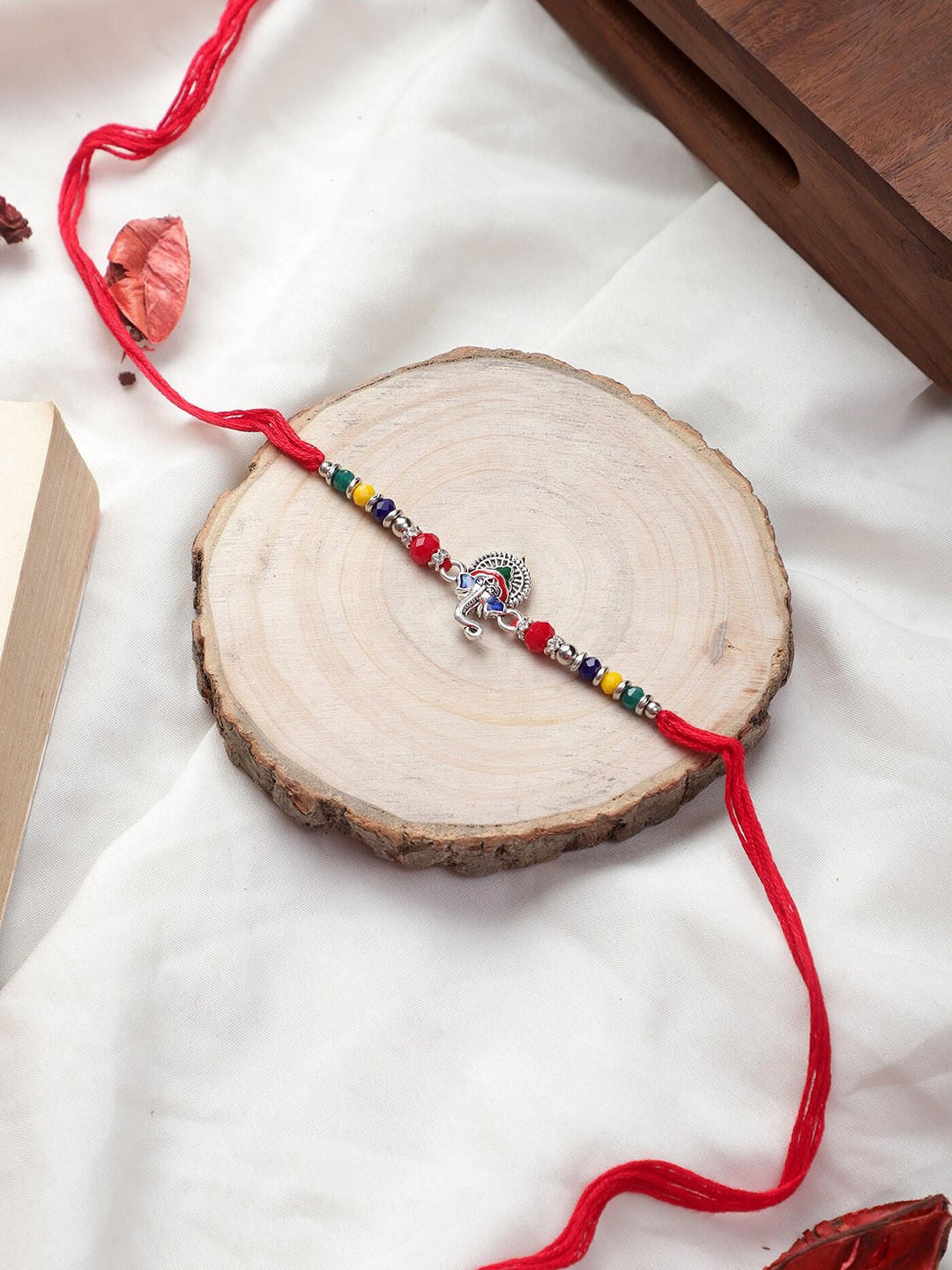 

Mali Fionna Ganesha Beaded Rakhi, Silver