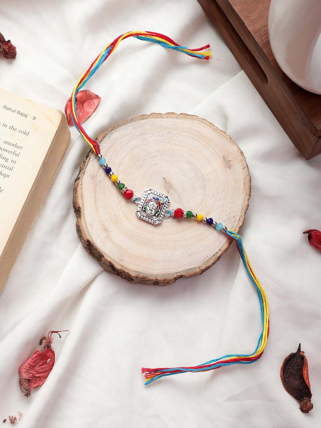 

Mali Fionna Beaded & Threaded Rakhi, Silver