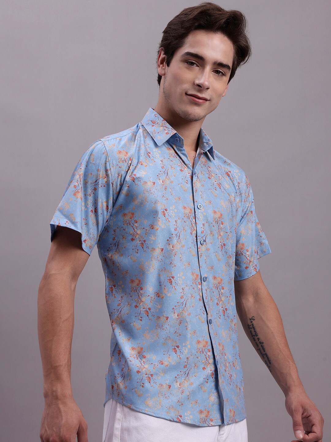 

JAINISH Classic Floral Printed Casual Shirt, Blue