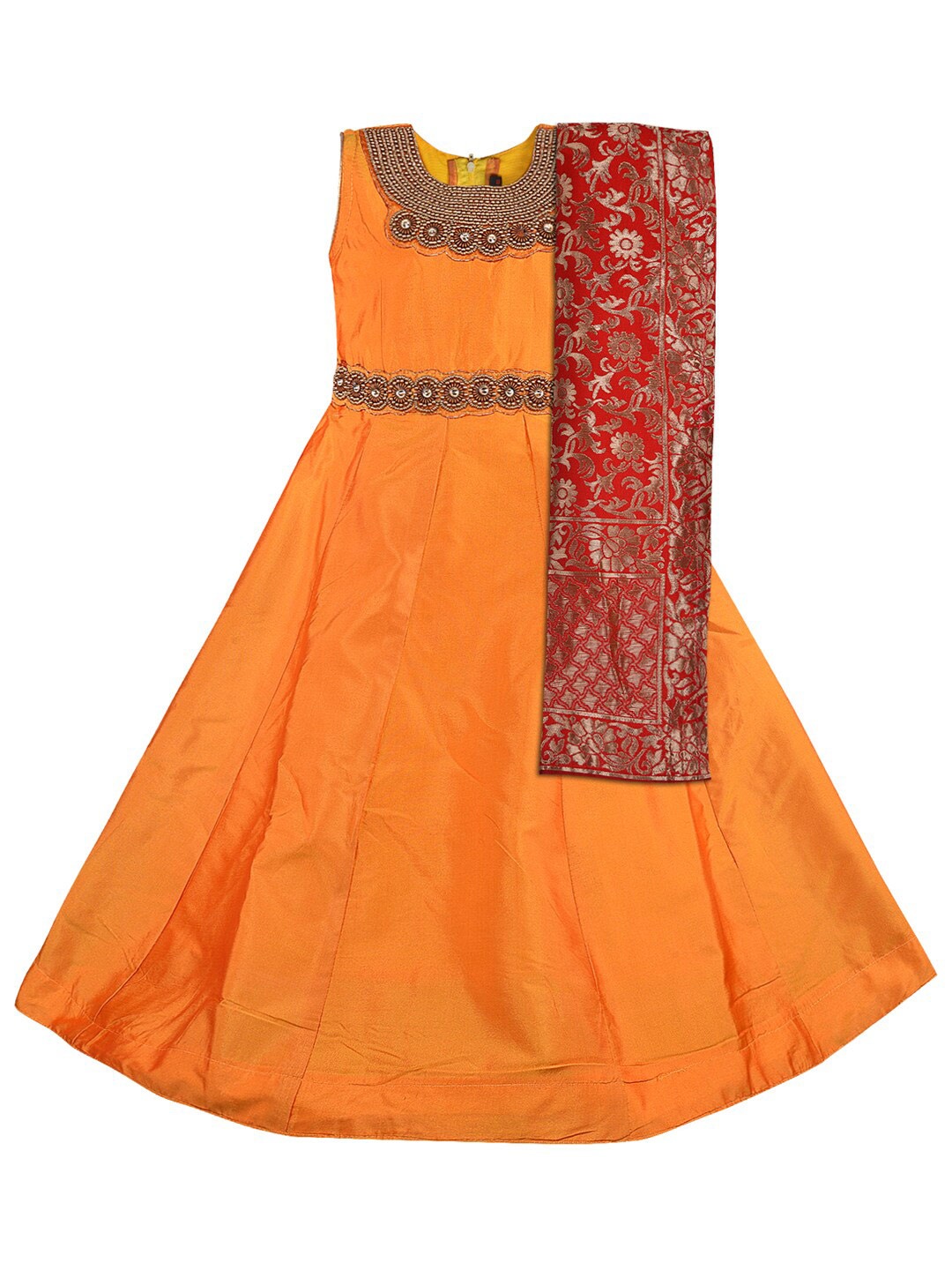 

Wish Karo Girls Embellished Round Neck Maxi Dress, Yellow