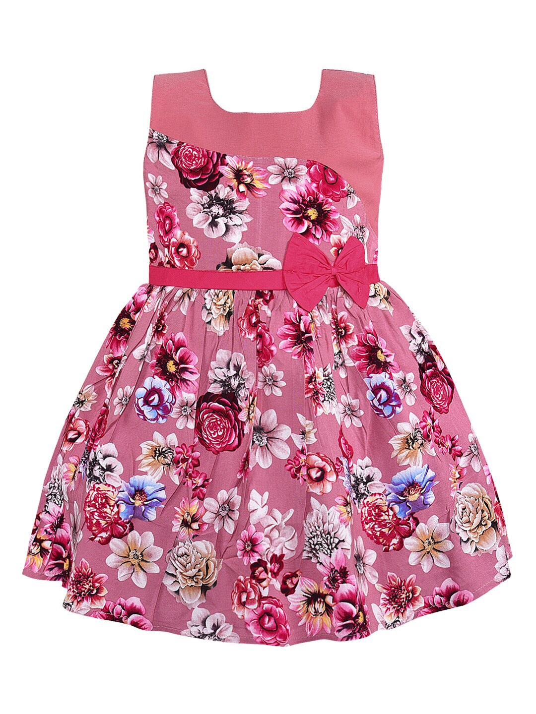 

Wish Karo Infants Floral Printed Square Neck Cotton Fit & Flare Dress, Burgundy