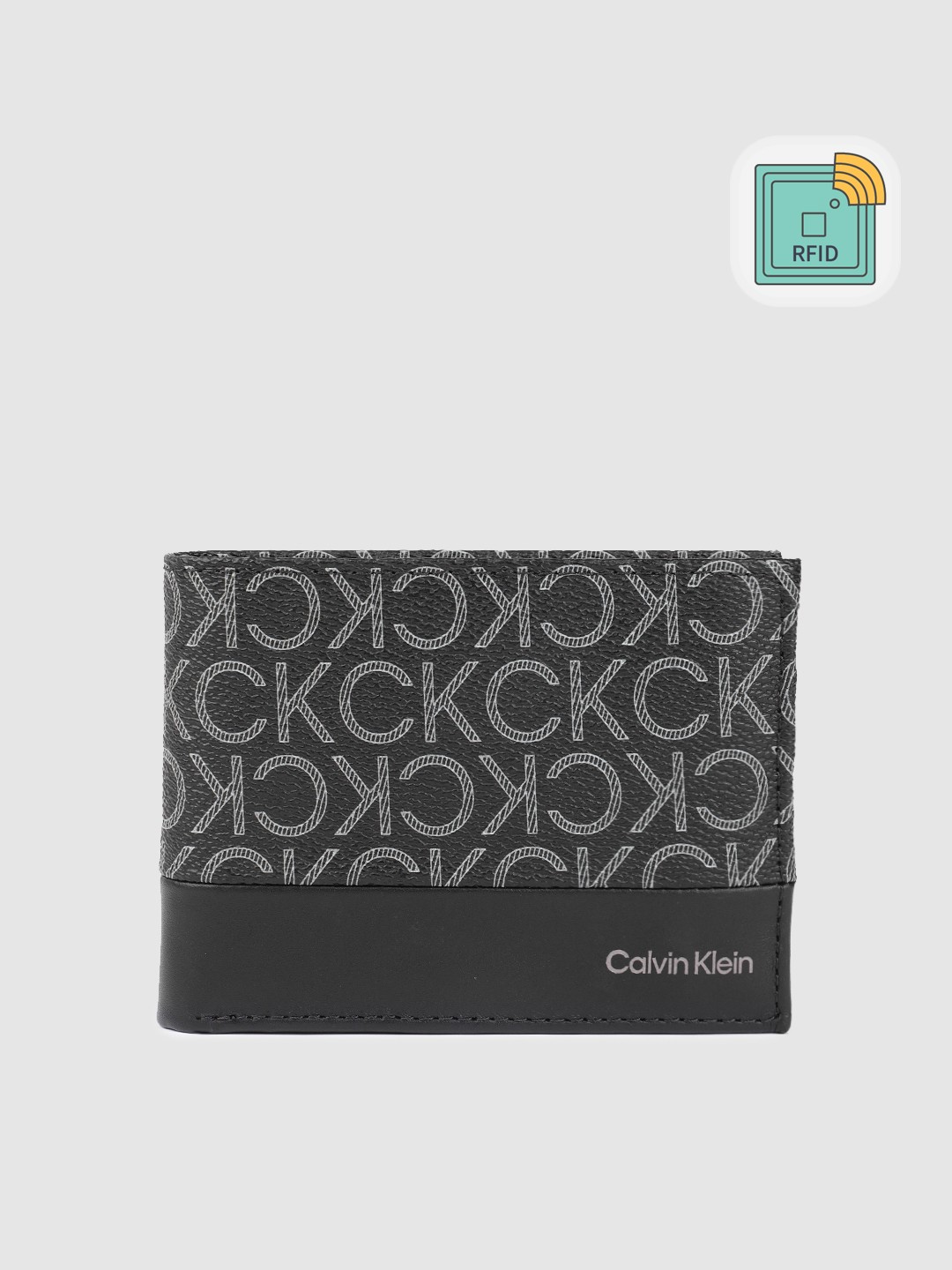 

Calvin Klein Men Brand Logo Printed Two Fold Wallet, Black