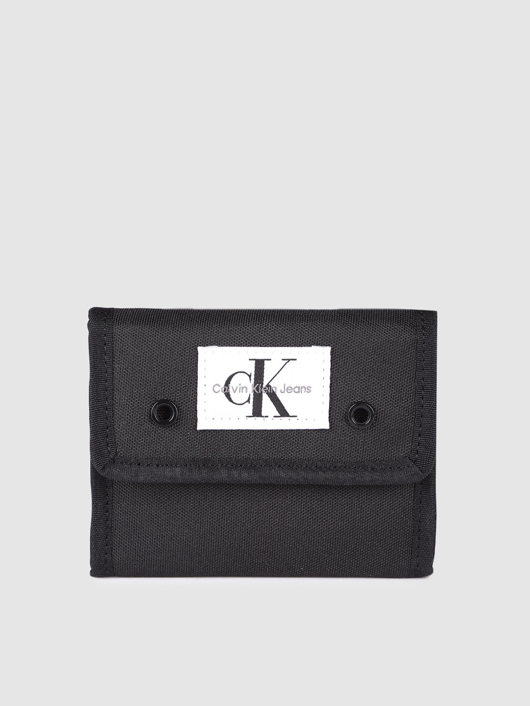 

Calvin Klein Men Brand Logo Printed Three Fold Wallet, Black
