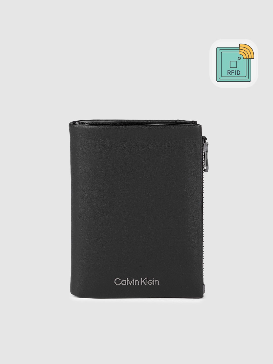 

Calvin Klein Men Solid Leather Three Fold Wallet, Black