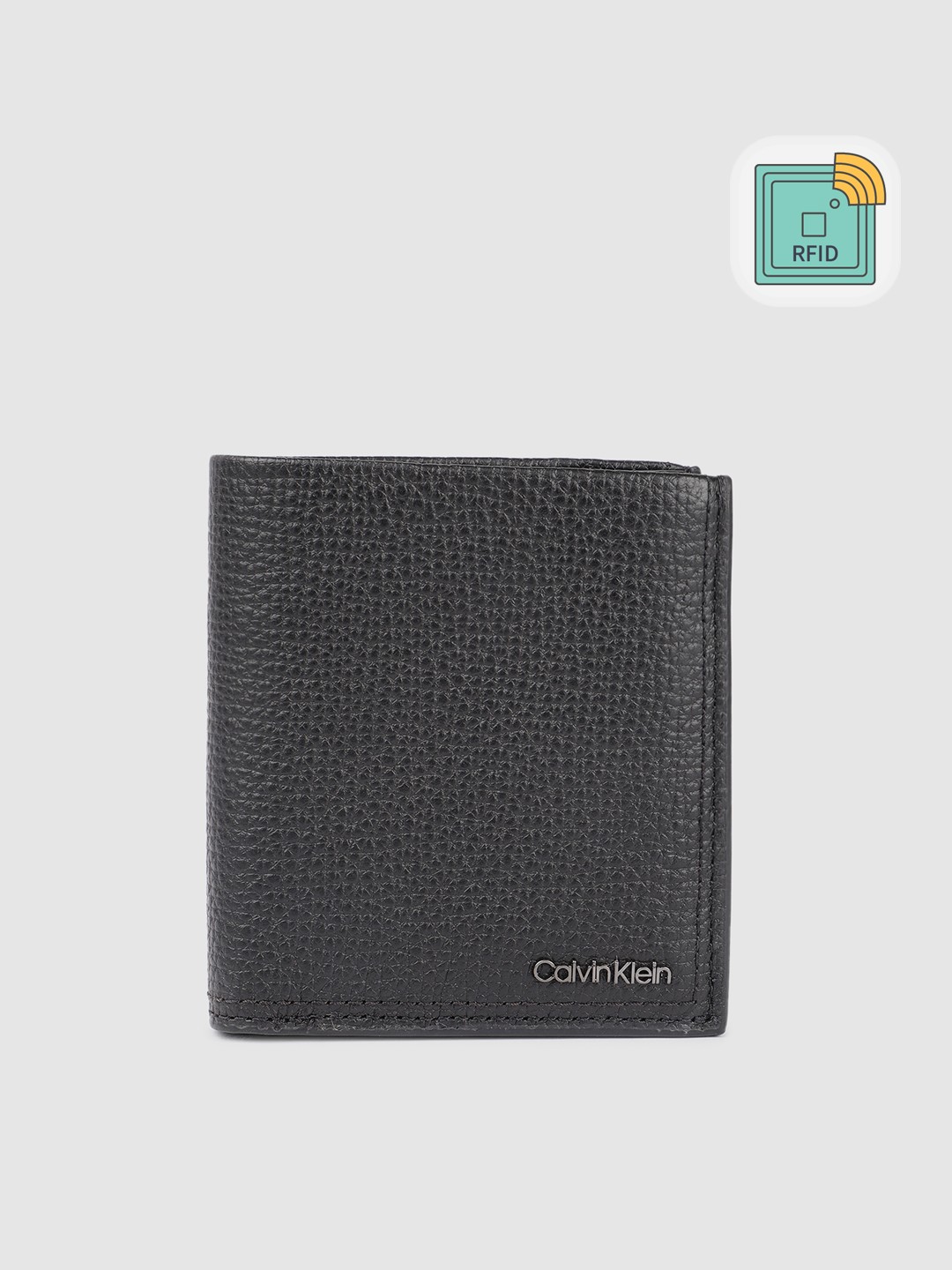 

Calvin Klein Men Leather Two Fold Wallet, Black
