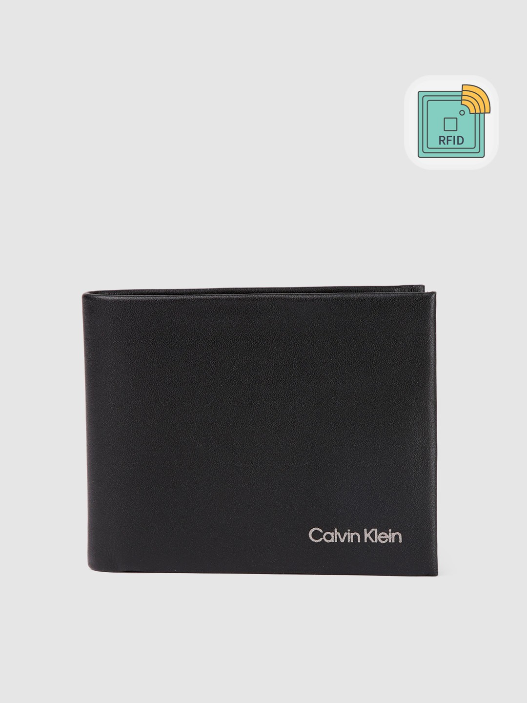 

Calvin Klein Men Solid Leather Two Fold Wallet With RFID Protection, Black