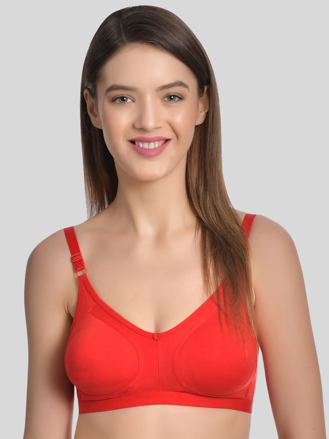 

Aimly Full Coverage Non-Wired Non-Padded T-Shirt Bra All Day Comfort, Red