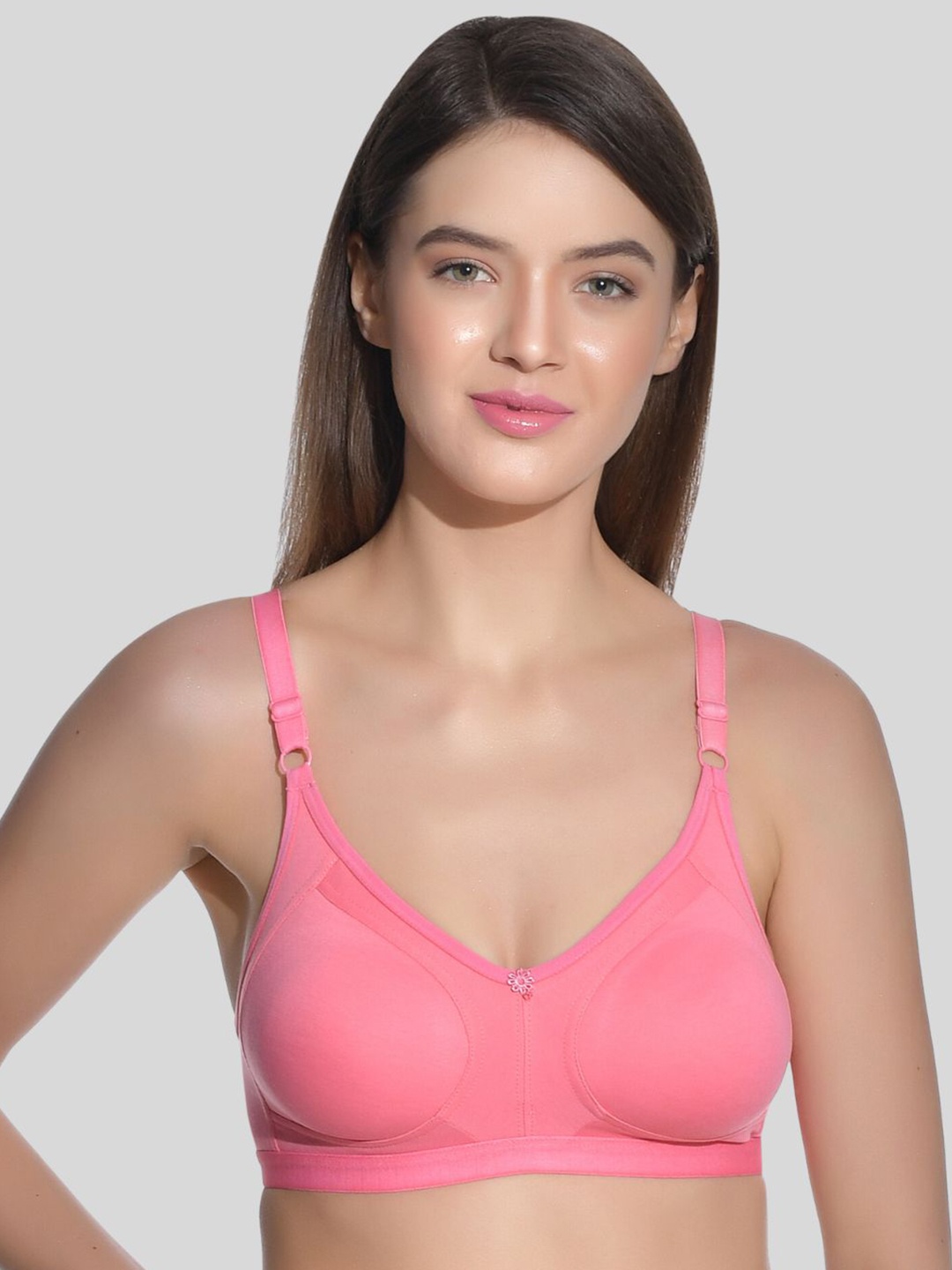 

Aimly Non-Wired Non- Padded Seamless Cotton T-Shirt Bra With All Day Comfort, Pink