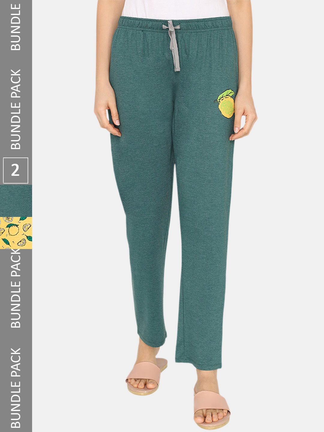 

Rosaline by Zivame Set Of 2 Printed Cotton Lounge Pants, Yellow