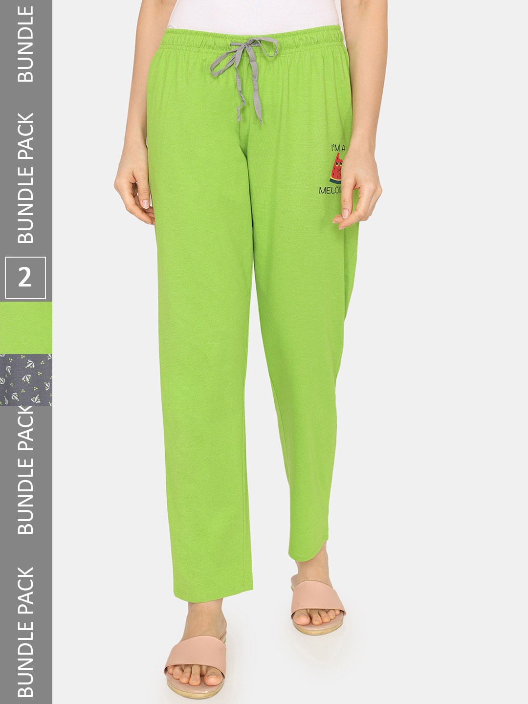 

Rosaline by Zivame Mystic Pack Of 2 Straight Fit Lounge Pants, Green