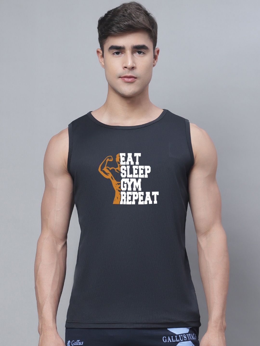 

Friskers Typography Printed Dry Fit Gym Vest, Black