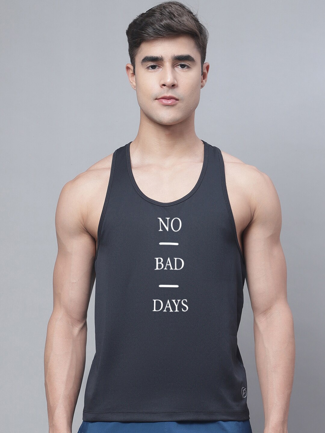 

Friskers No Bad days Printed Dry fit Vests, Black