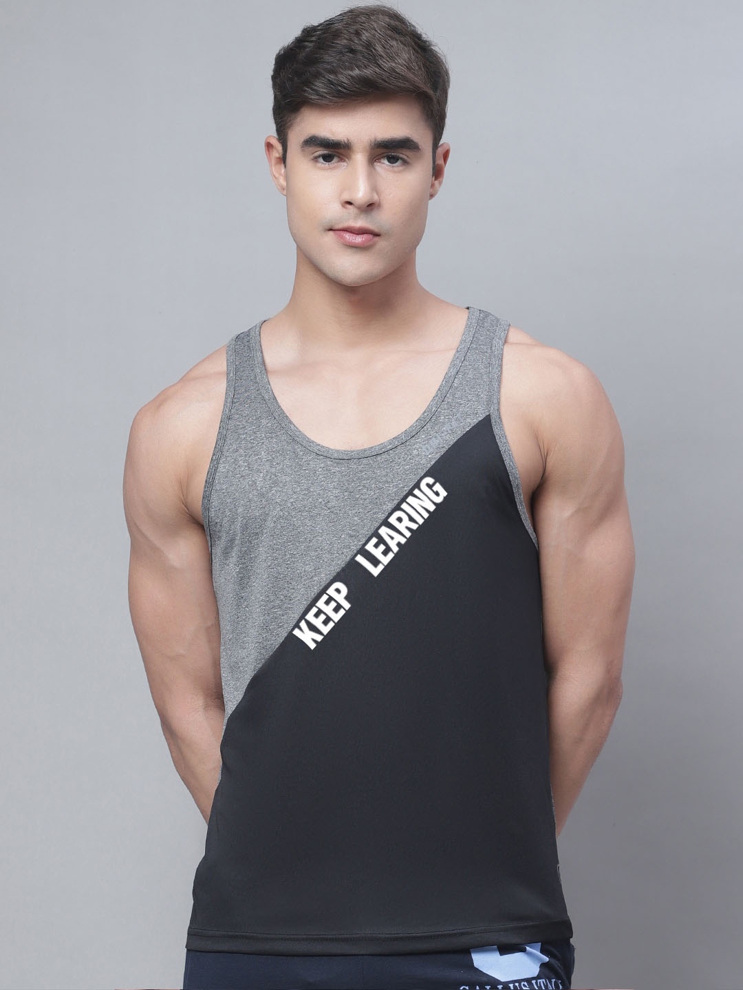 

Friskers Printed Dry Fit Gym Vest, Black