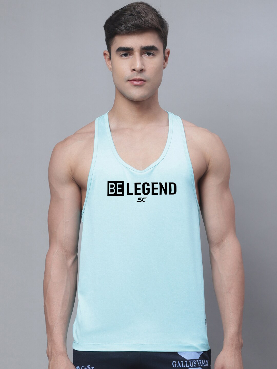 

Friskers Printed Dry fit Vest, Turquoise blue