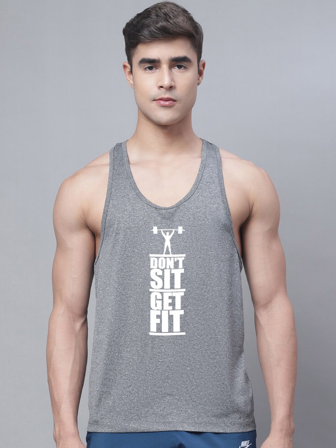 

Friskers Printed Dry-Fit Tank Vest, Grey