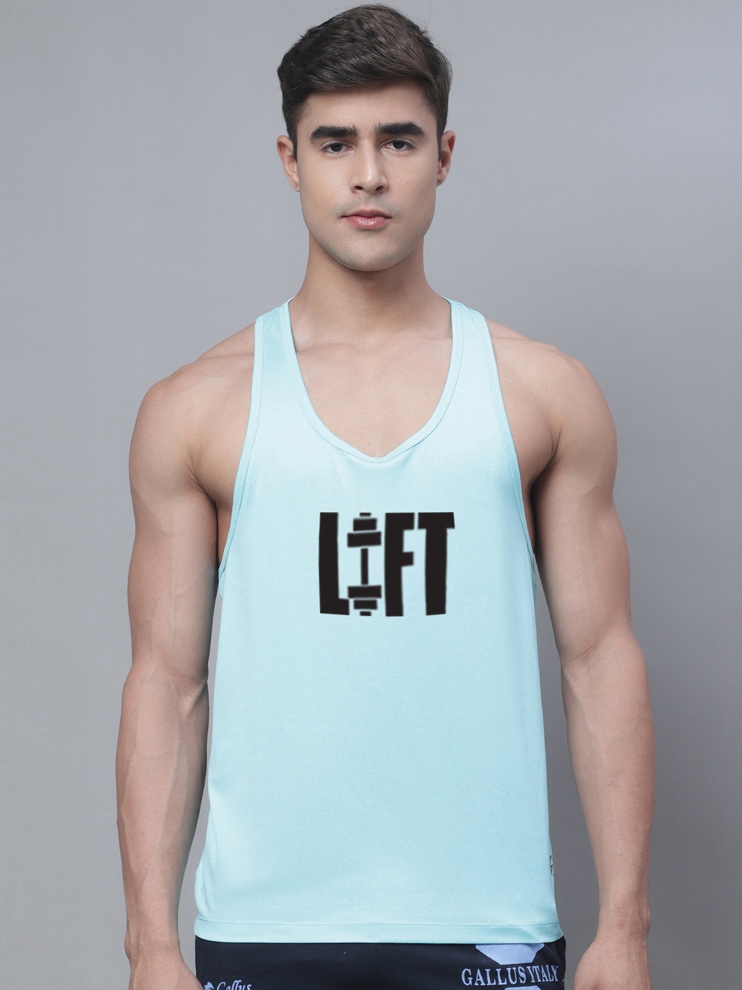 

Friskers Printed Dry-Fit Gym Vest, Turquoise blue