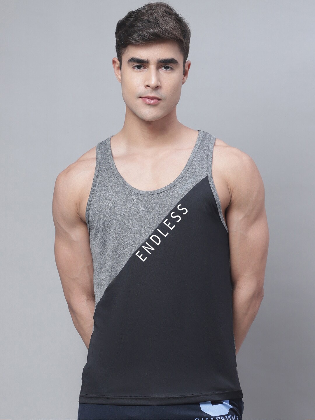 

Friskers Colourblocked Dry Fit Gym Vests, Black