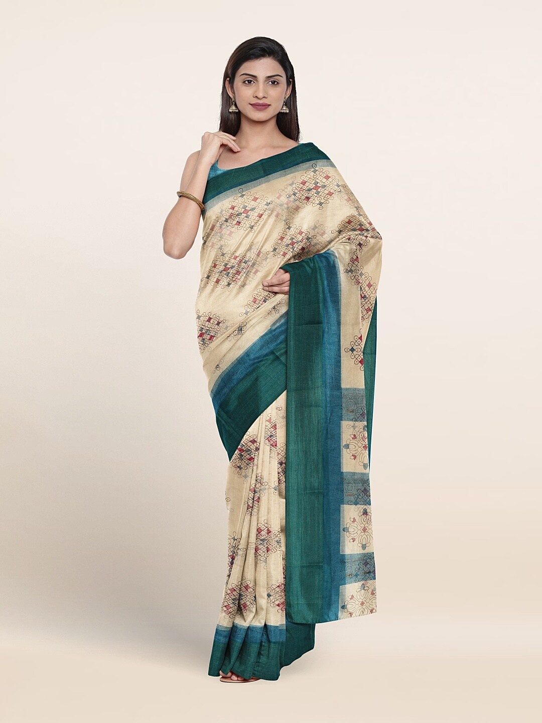 

Pothys Ethnic Motifs Printed Saree, Cream