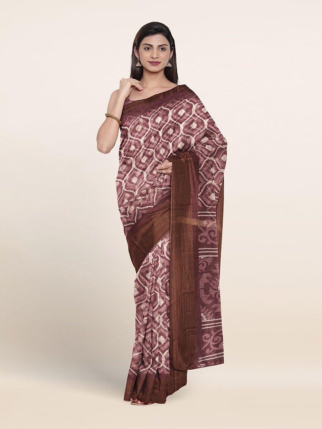 

Pothys Ethnic Motifs Printed Zari Saree, Brown