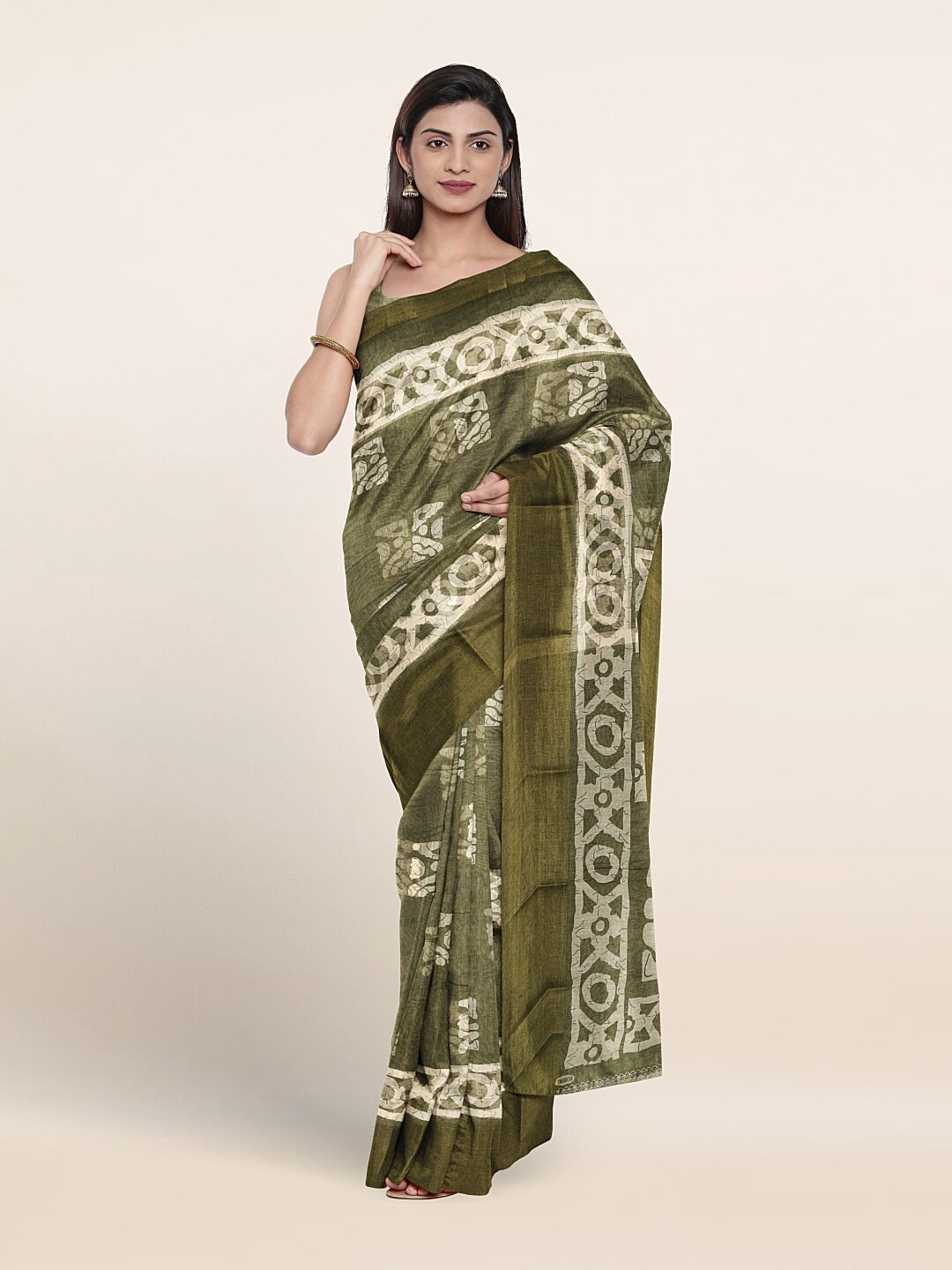 

Pothys Abstract Printed Saree, Green