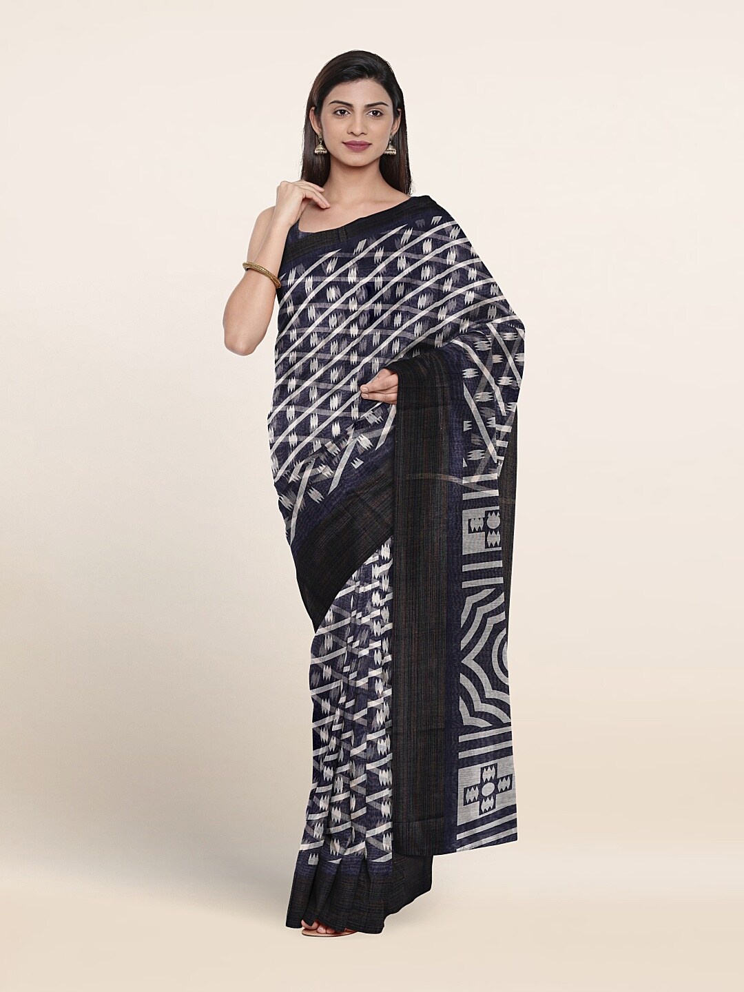 

Pothys Geometric Printed Saree, Blue