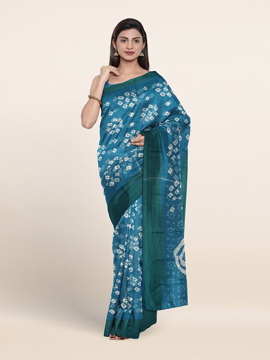 

Pothys Geometric Printed Saree With Blouse Piece, Blue